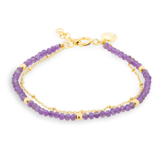Double Strand Bracelet with Amethyst