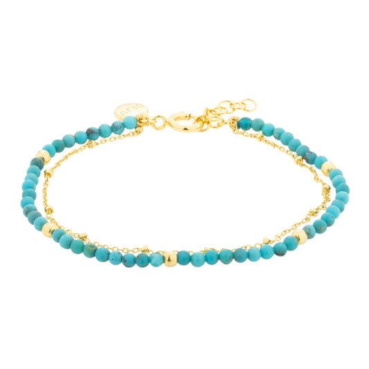 Double Strand Bracelet with Turquoise